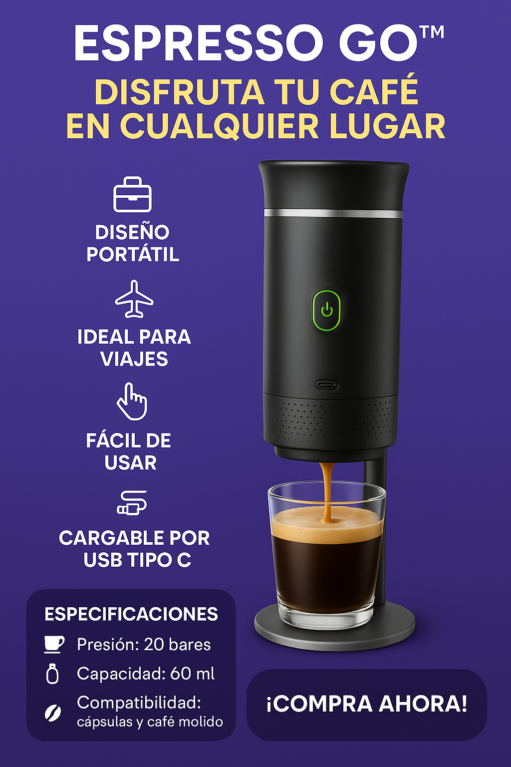 Espresso GO™ - Cafetera automática portátil