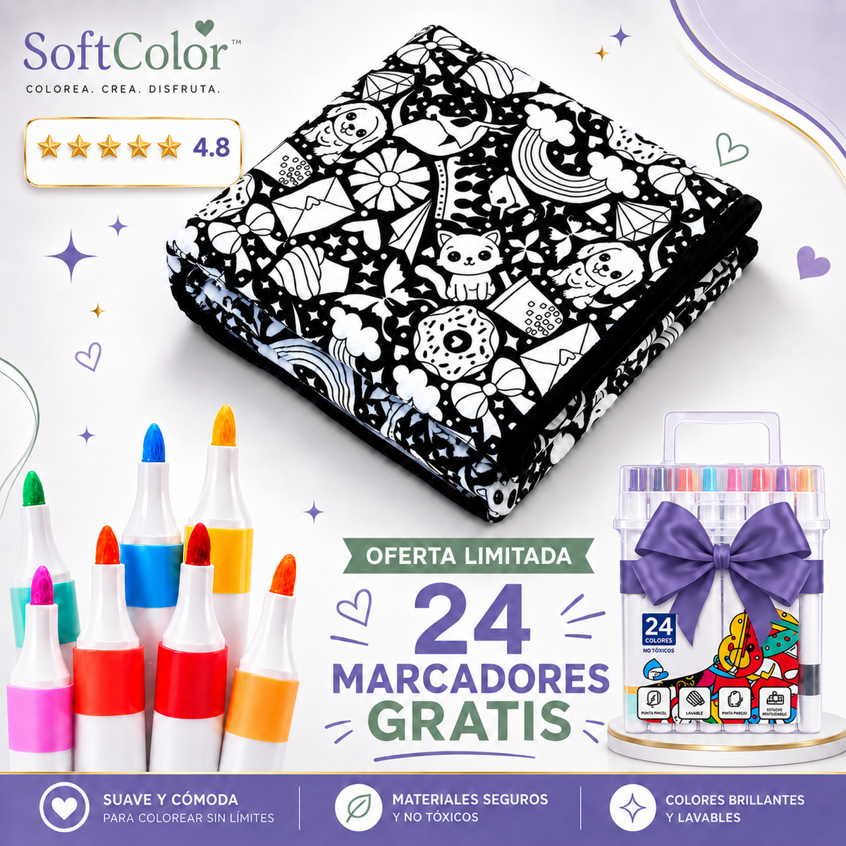 SoftColor™ — Manta para colorear, lavar y volver a pintar