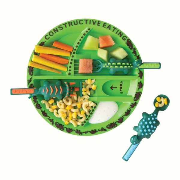 DinoSnack set dinosaurio verde con comida saludable