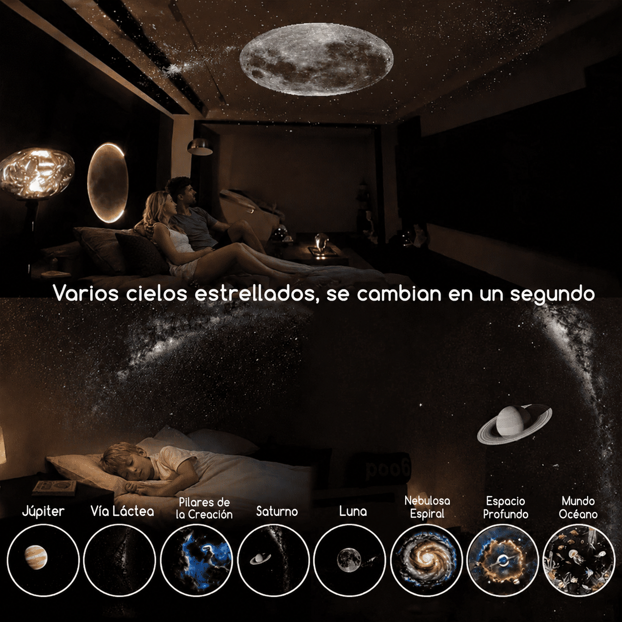 Varios cielos estrellados que se cambian en un segundo