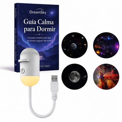 Bono digital incluido: Guía Calma para Dormir, junto al proyector y sus discos