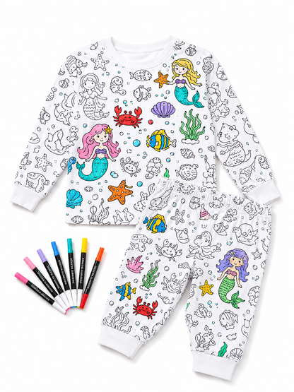 PijamaColor pijama marino para colorear, a medio pintar con marcadores incluidos
