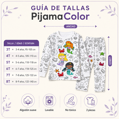 Guía de tallas PijamaColor 3T a 8T